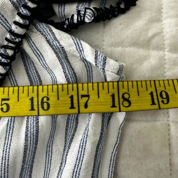 TOMMY BAHAMA Womens Dress Small Blue Ticking Stripe Off Shoulder Beach Summer - Picture 6 of 9
